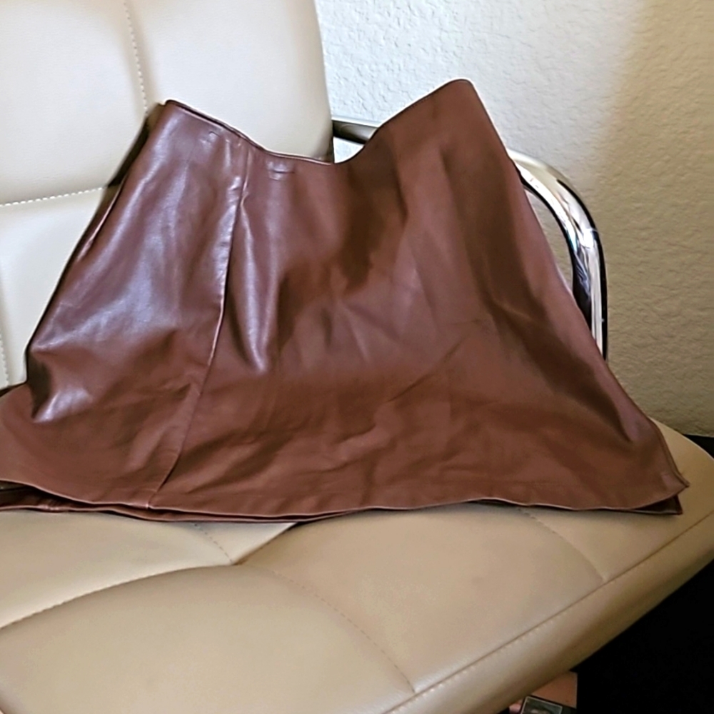 Brown Faux-Leather XS Mini Skirt